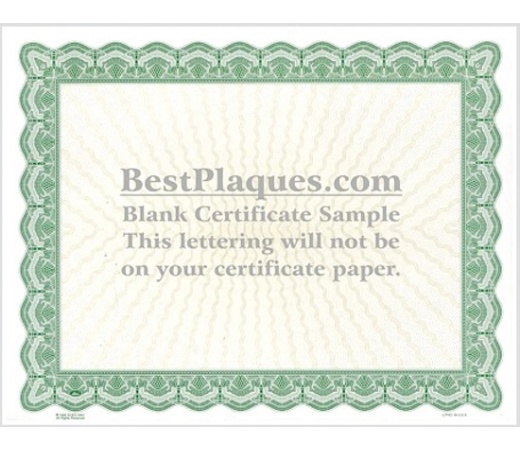 8.5 x 11 Certificate Paper - Green 25 Sheets per Pack
